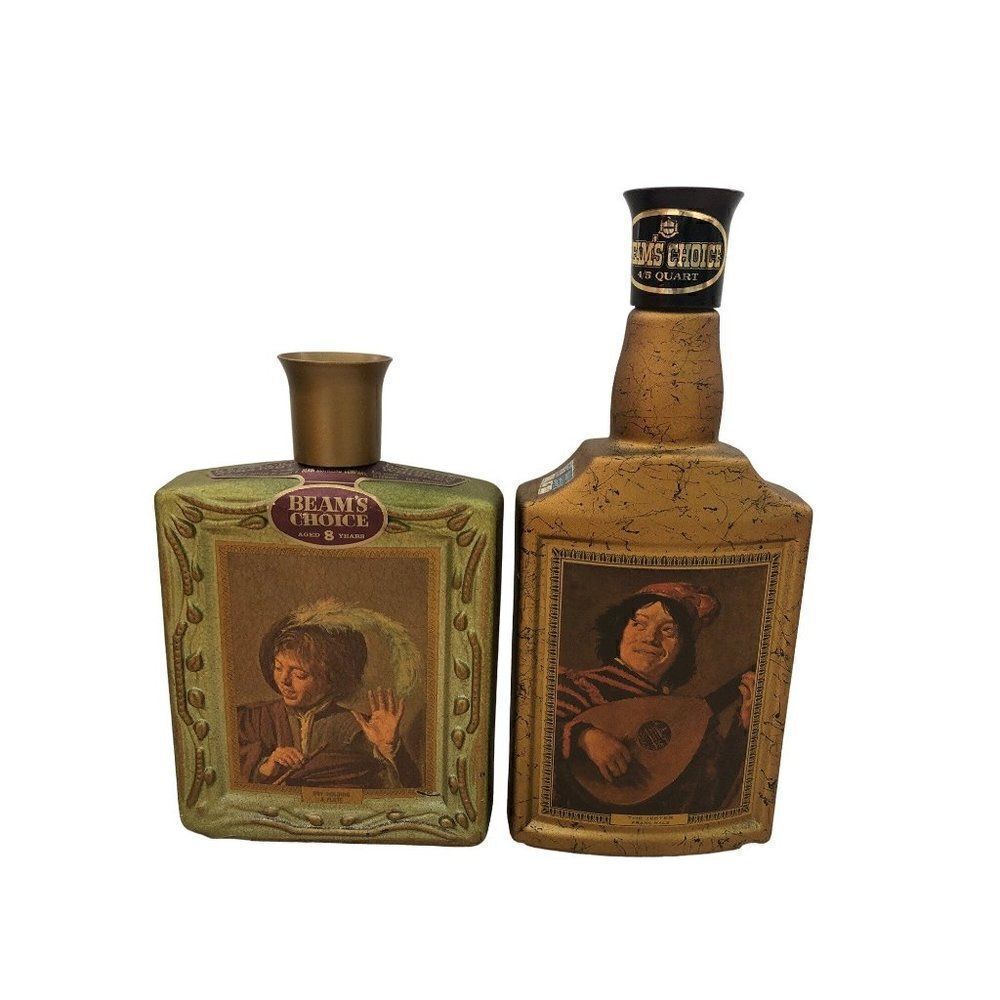 Beams Choice Empty Bottle Decanter The Jester & Boy Holding A Flute Frans Hall